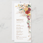 Boho Tropical Pampas Blume Hochzeiten Menü Cards Einladung (Vorderseite)