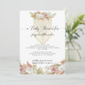 Boho Tropical Pampas Grass Floral Girl Babydusche Einladung (Stehend Vorderseite)