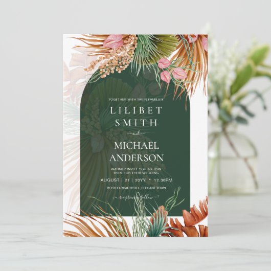 BOHO Tropical Pampas Grass Wedding (Stehend Vorderseite)