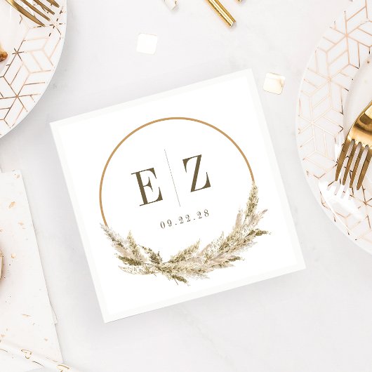 Boho Tropical Pampas Grass Wedding Serviette