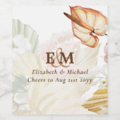 BOHO Tropical Pampas Grass Wedding Weinetikett (Einzelnes Label)