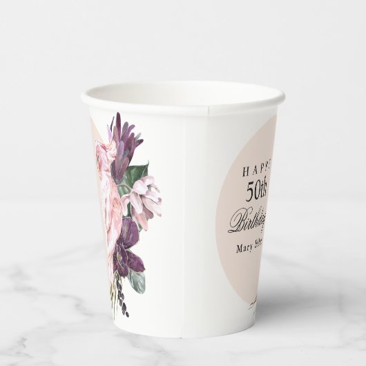 Boho Tropical Parrot 50. Geburtstag Pappbecher (Rechts)