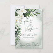 Boho Tropical Pflanze Green Watercolor Hochzeit Save The Date (Vorderseite)