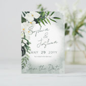 Boho Tropical Pflanze Green Watercolor Hochzeit Save The Date (Stehend Vorderseite)