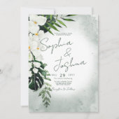 Boho Tropical Pflanze Watercolor Hochzeit Einladun Einladung (Vorderseite)