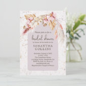 Boho Tropical Pink Floral Brautparty Einladung (Stehend Vorderseite)