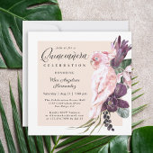Boho Tropical Pink Parrot Floral Quinceanera Einladung