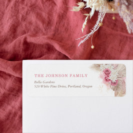 Boho Tropical Pink Rose Baby Dusche Rücksendeadres