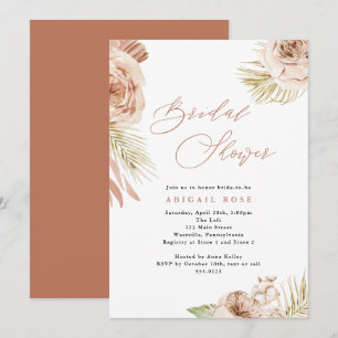 Boho Tropical Rose und Foliage Brautparty Einladung