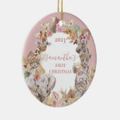 Boho Tropical Safari Jungle Animals Pink Girl Keramik Ornament (Rechts)