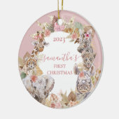 Boho Tropical Safari Jungle Animals Pink Girl Keramik Ornament (Links)