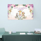 Boho Tropical Safari Jungle Floral Happy Birthday Banner (Messeveranstaltung)