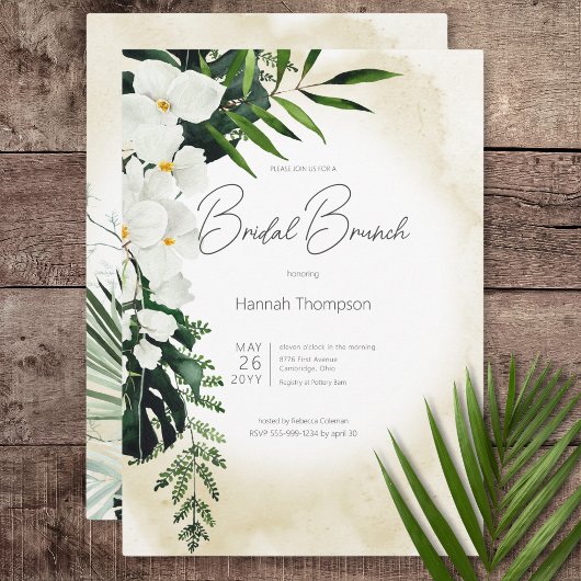 Boho Tropical Sand Watercolor Bridal Brunch Einladung