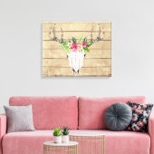 Boho Tropical Skull auf Holz Canvas Print Leinwanddruck (Insitu (Wohnzimmer))