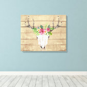 Boho Tropical Skull auf Holz Canvas Print Leinwanddruck (Insitu (Holzboden))