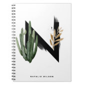 Boho Tropical Succulents Letter H Monogram Notizblock (Vorderseite)