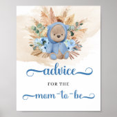 Boho Tropical Teddy Bär Advice for the Mom to be Poster (Vorne)