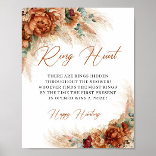 Boho Tropical Terrakotta Burgunderrot Pampas Ring- Poster