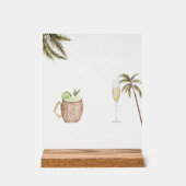 Boho Tropical Watercolor Signature Drinks Hochzeit Acrylschild (Vorderseite)