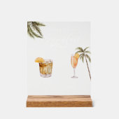 Boho Tropical Watercolor Signature Drinks Hochzeit Acrylschild (Vorderseite)