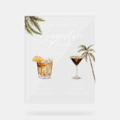 Boho Tropical Watercolor Signature Drinks Hochzeit Acrylschild (Vorderseite)