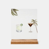 Boho Tropical Watercolor Signature Drinks Hochzeit Acrylschild (Vorderseite)