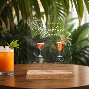 Boho Tropical Watercolor Signature Drinks Hochzeit Acrylschild