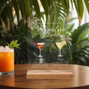 Boho Tropical Watercolor Signature Drinks Hochzeit Acrylschild