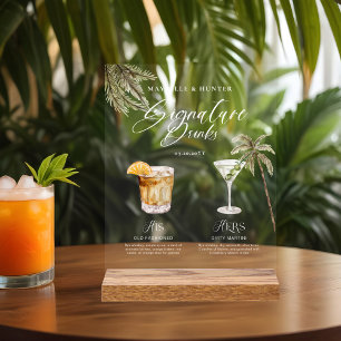 Boho Tropical Watercolor Signature Drinks Hochzeit Acrylschild