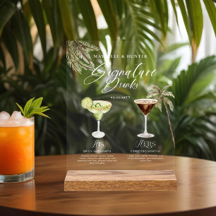 Boho Tropical Watercolor Signature Drinks Hochzeit Acrylschild