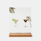 Boho Tropical Watercolor Signature Drinks Hochzeit Acrylschild (Vorderseite)
