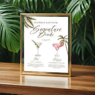 Boho Tropical Watercolor Signature Drinks Hochzeit Poster