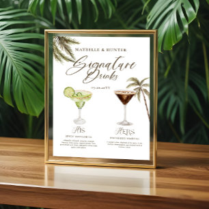 Boho Tropical Watercolor Signature Drinks Hochzeit Poster