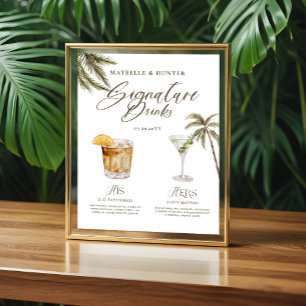 Boho Tropical Watercolor Signature Drinks Hochzeit Poster