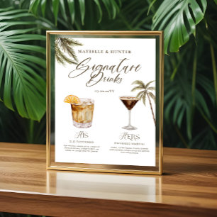 Boho Tropical Watercolor Signature Drinks Hochzeit Poster