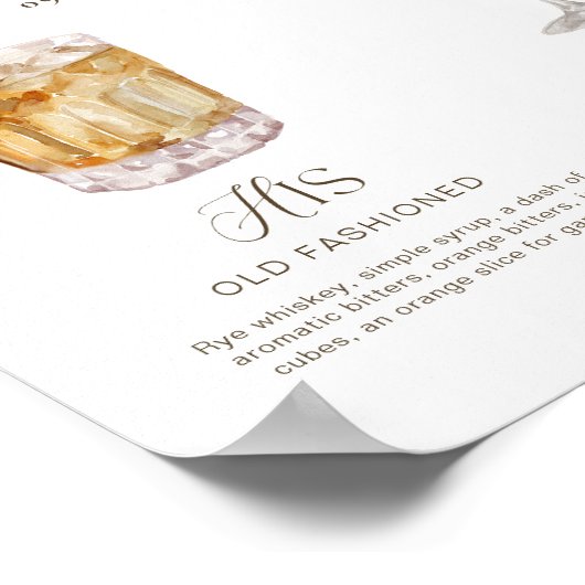 Boho Tropical Watercolor Signature Drinks Hochzeit Poster (Ecke)