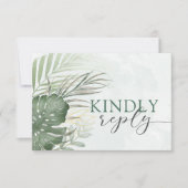 Boho Tropical Watercolor Wedding RSVP Karte (Vorderseite)
