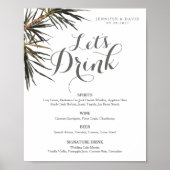 Boho Tropical Wedding Bar Menu Sign Poster (Matte) (Vorne)