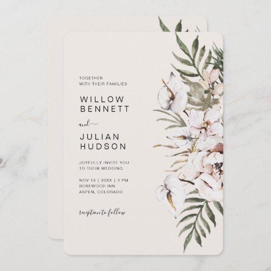 Boho Tropical Wedding Einladung (Vorne/Hinten)