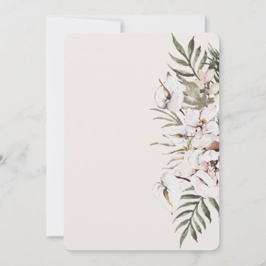 Boho Tropical Wedding Einladung (Rückseite)