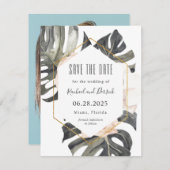 Boho Tropical Wedding Save the Date mit Foto (Vorne/Hinten)