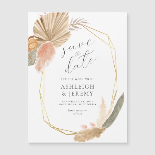Boho Tropical Wedding speichern das Datum der Magn Magnetkarte (Vorderseite)