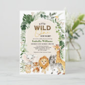 Boho Tropical Wild Party Animals Boy Baby Shower Einladung (Stehend Vorderseite)
