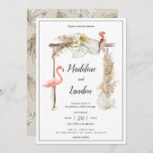 Boho Tropical Zoo Wedding Destination Einladung (Vorne/Hinten)