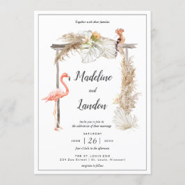 Boho Tropical Zoo Wedding Destination Einladung