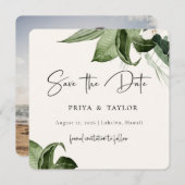 Boho Tropics Save the Date Fotokarte (Vorne/Hinten)
