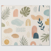 Boho Tropisch Abstrakt Geschenkpapier (Flach)