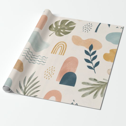 Boho Tropisch Abstrakt Geschenkpapier (Ungerollt)