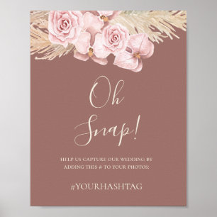 Boho Tropisch Botanisch Dusty Rose Oh Snap Hashtag Poster