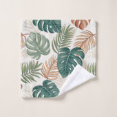 Boho-Tropische Blätter Badhandtuch Set (Waschlappen)
